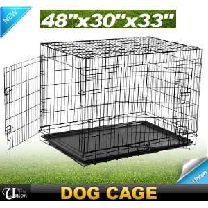   48 2 Door Folding Dog Cage Crate Pet Crate Portable House Large Size
