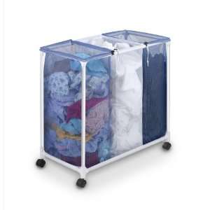 Woolite Three Section Mesh Laundry Hamper With Wheels  