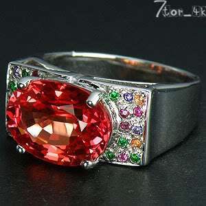   85 CT. PADPARADSCHA SAPPHIRE STERLING SILVER 925 RING SIZE 7.00  