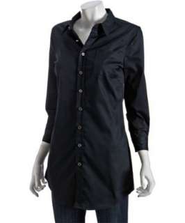MICHAEL Michael Kors black stretch cotton button front tunic shirt 