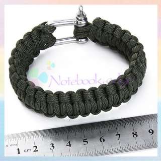 550 Paracord Cord Survival Bracelet w/Stainless Steel Shackle Military 