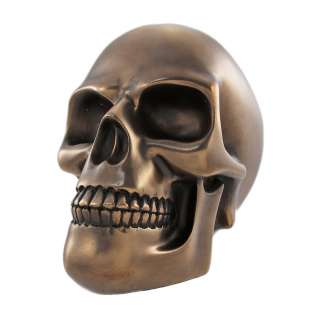 Cool Bronze Finish Human Skull Statue Paperweight  