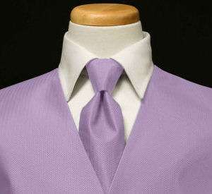 Tuxedo Vest & Tie   Herringbone   Pastel Lavender  