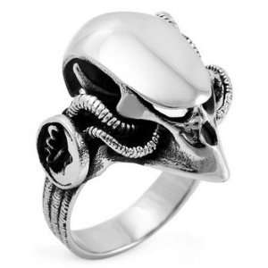  MENS Silver Stainless Steel Alien Skull BIG Heavy Biker Rings 