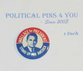 GEORGE WALLACE Pin pinback button political badge 1968  