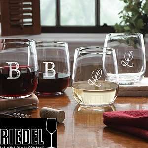  Riedel Cabernet Stemless Wine Glass Set of 4   Etched with 