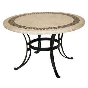   Round Mosaic Top Dining Table with Scroll Base Furniture & Decor