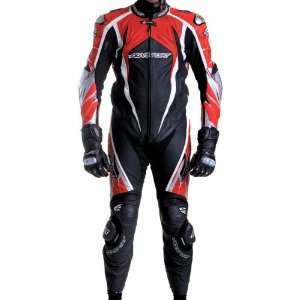   Laguna Mens 1 Piece Leather Street Motorcycle Race Suit   Red / 42