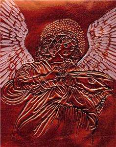 ANGEL PLAYING THE VIOLIN by RUTH FREEMAN ETCHED COPPER FOIL 8X10 