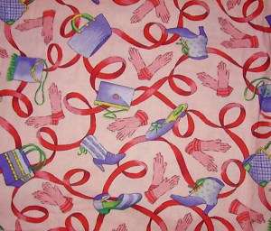 GIRLY GIRL SHOES, PURSES AND GLOVES fabric 1/2 yd  