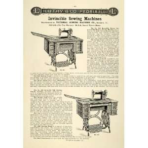  1912 Ad Antique Invincible Sewing Machine Cabinet Vintage Treadle 