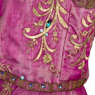 Vintage 2 Pc Purple Silk Beaded Skirt & Top Soutache 1970’S 