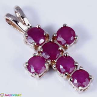 F1241 PENDANT STATELY RED RUBY 18K GOLD&SILVER GEMSTONE JEWELRY  