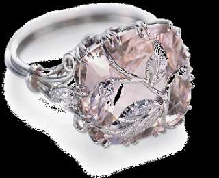 NATURAL DIAMOND 8 CT PINK MORGANITE & DIAMOND RING  