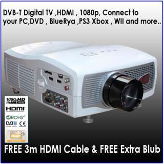 FULL HD PROJECTOR 1080P + HDMI CABLE + EXTRA BULB  