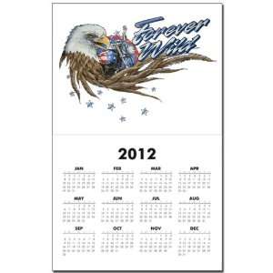 Calendar Print w Current Year Forever Wild Eagle Motorcycle and US 