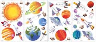 Set of 35 New OUTER SPACE WALL DECALS Planets Stars Stickers Boys 