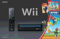 Nintendo RVKSKAAH Wii Black Console with New Super Mario Brothers and 