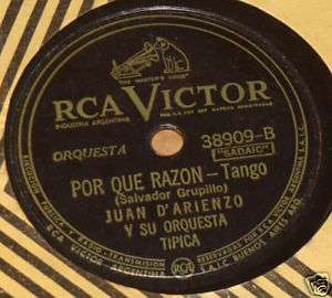 JUAN DARIENZO POR QUE RAZON ARGENTINA tango 78 RPM  
