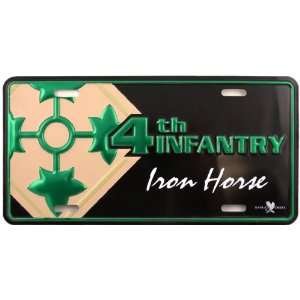   Metal Car License Plate   US Army 4th Infantry Iron Horse Automotive
