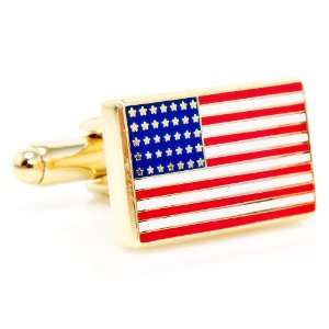 Gold American Flag Cufflinks CLI PD US3 GL Jewelry