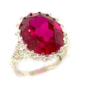  Solid Sterling Silver Large 16x12mm Oval 12ct Synthetic Ruby Ring 