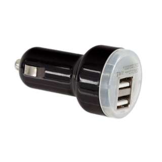 USB Dual Port Car Charger for iPad, Android & More   2.1 Amp 5V   Blue 