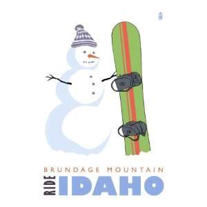 Brundage Mountain, Idaho, Snowman with Snowboard Stretched 