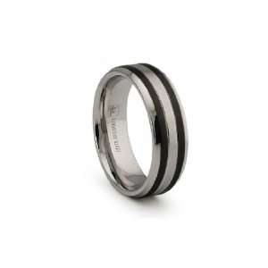  Stainless Steel Ring Satin High Polish with Black Groove 