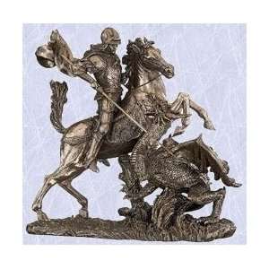 Crusader Knight Statue Slaying the Dragon Sculpture New (Digital Angel 