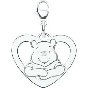   Sterling Silver Disney Winnie the Pooh Heart Lobster Clasp Charm