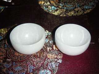 Pair of small Chinese white Jade wine cup / bowl  
