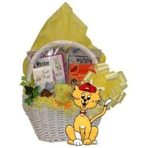 Cheer Up Kitty Gift Basket  Basket Theme CONGRATULATIONS  Bow Style 
