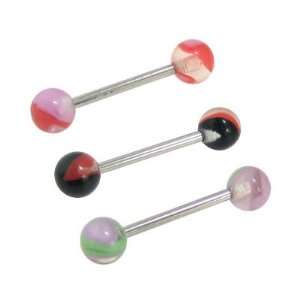Tongue Ring Surgical Steel with Acrylic Beads   PFUV2 7015