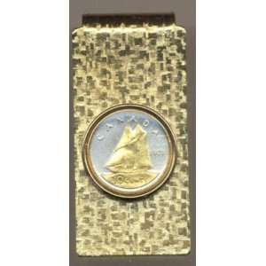  24k Gold on Sterling Silver World Coin Hinged Money Clip   Canadian 