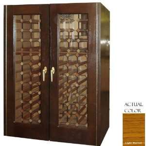   Bottle Wine Cellar   Glass Doors / Light Walnut Cabinet Appliances